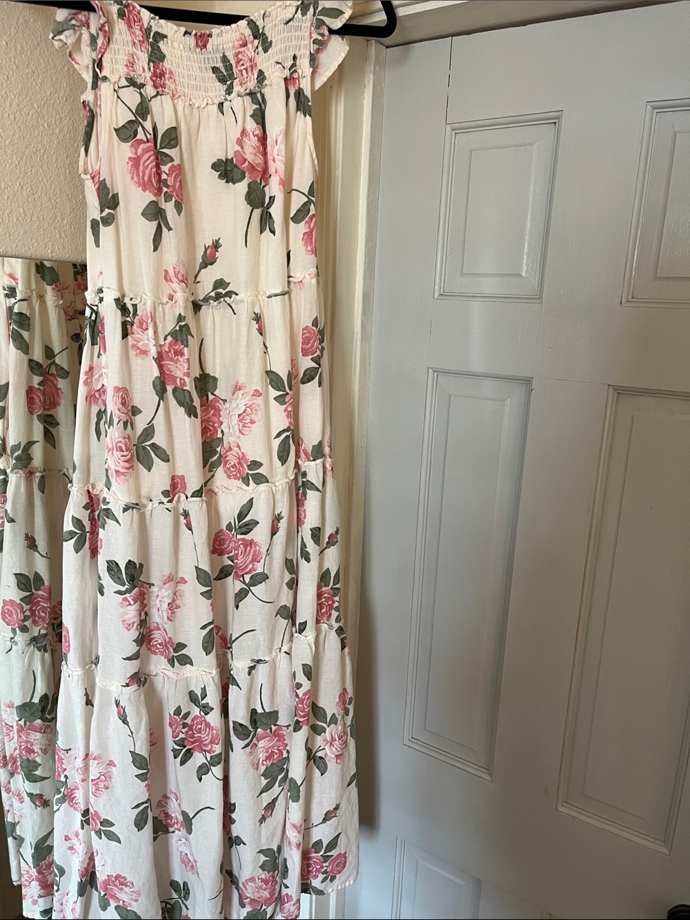 Old Navy Cream Midi Dress with Pink Rose Print - Picture 2 of 13